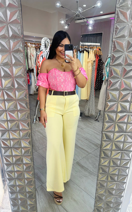 YELLOW PANT WITH BELT