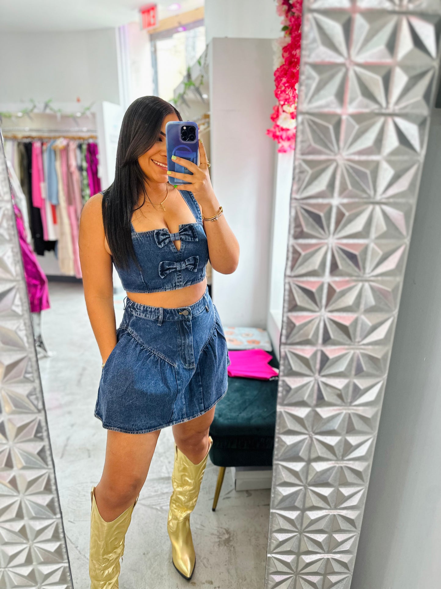 DENIM SKIRT SET