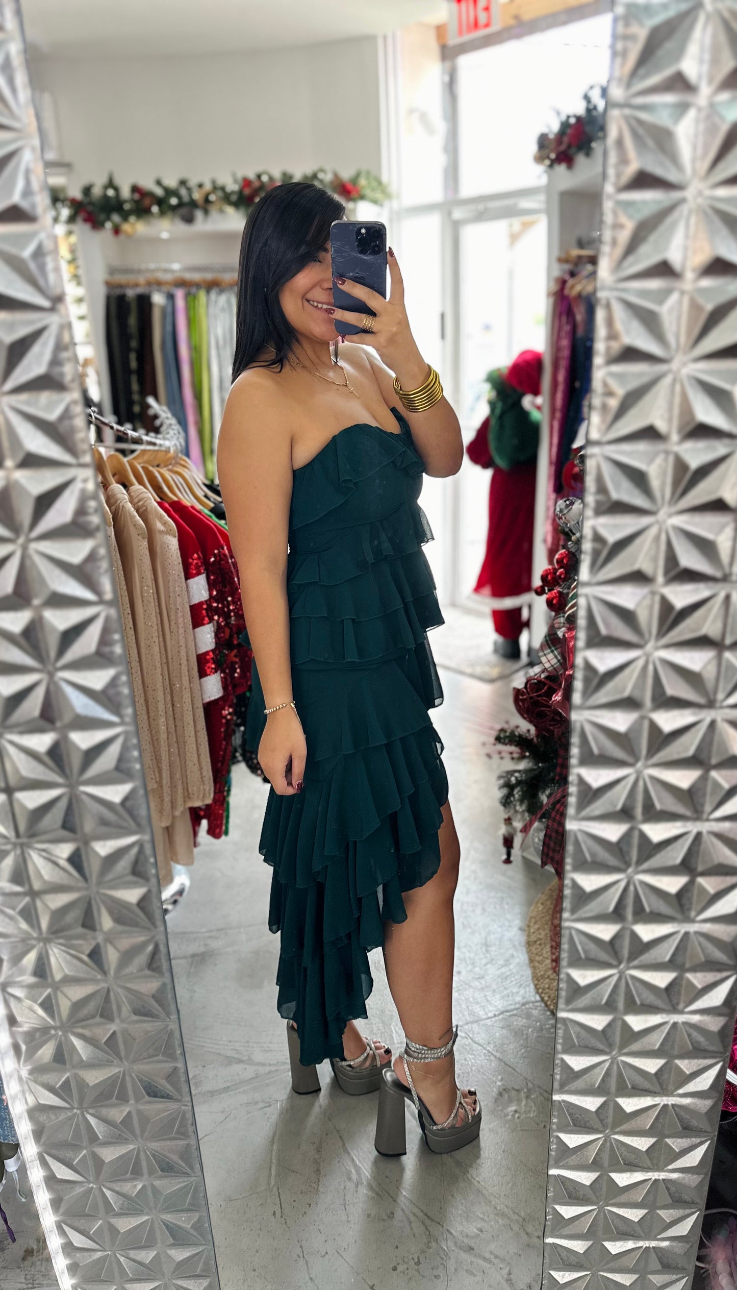 Teal Ruffle Dress