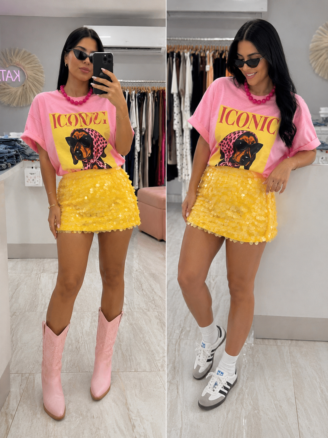 YELLOW SEQUIN SKORT (TIENE PANTALON)