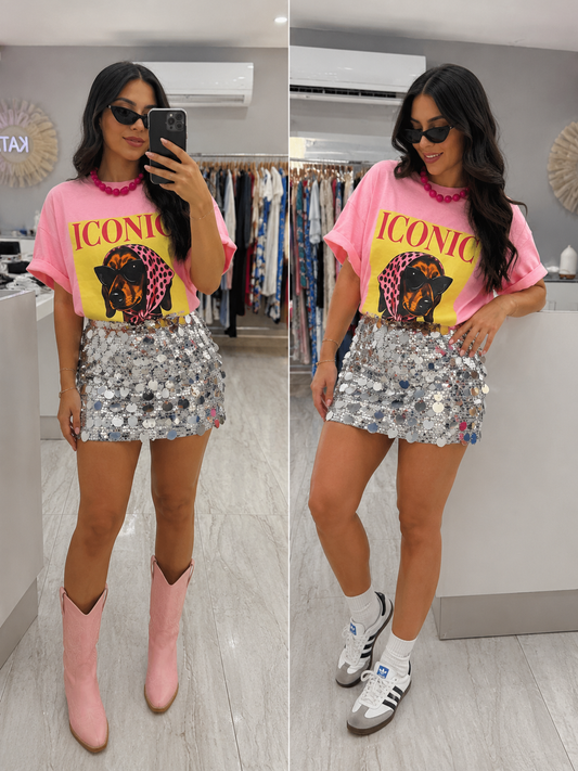 SILVER SEQUIN SKIRT (FALDA)